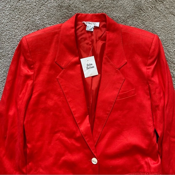 NWT ~ VTG ~ 1990s ~ Talbots ~ Red Linen Blazer ~ Summer ~ Oversized ~ Size 14 - Picture 4 of 5